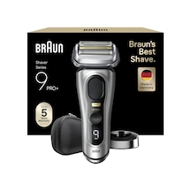 Braun Series 9 Pro+ Erkek Elektrikli Tıraş Makinesi, 5 Pro Tıraş Elemanlı Elektrikli Tıraş Makinesi, Protrimmer Tıraş Makinesi Ve Şarj İstasyonu, 60 Dakika Çalışma Süresi, Islak Ve Kuru, Almanya'da Üretilmiştir, 9517s, Gümüş