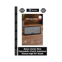 Delux Serisi Mini Taşınabilir Pratik Kablosuz Klavye Rgb M7 Siyah