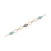 Diamond Line - Gülaylar - Sarı Altın 14 Ayar Nazar Boncuğu Bilekl Standart N11.21799 Sarı Altın
