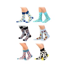 Ozzy Socks Erkek Beyaz Organik Pamuklu Dikişsiz Desenli 6' Lı Çorap Çok Renkli