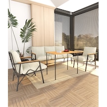 Doruk Home Balkon, Bahçe, Cafe, Metal Kanepe Koltuk Takımı , Bahçe Mobilyası, 90x50 Masalı - 3 1 1 Krem Krem Bej