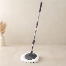 Otomatik 360 Mikrofiber Mop Seti 110 Cm Sap Açık Bej