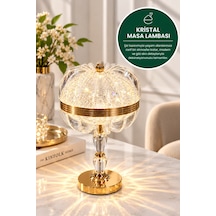 Evonıta Kristal Led Masa Lambası Gold Dekoratif Işıltılı Abajur Modern Salon Ve Komodin Lambası
