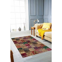 Çok Renkli Patchwork Kaymaz Tabanlı Dekoratif Halı Rv223n11