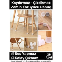 Premium Kaydırmaz Çizdirmez Mobilya Masa Sandalye Zemin Koruyucu Silikon Pabuç Ayak Kılıf 28 Adet