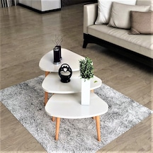 Flora ROLL  Sehpa Ahşap Ayaklı Üçlü Zigon (BEYAZ)