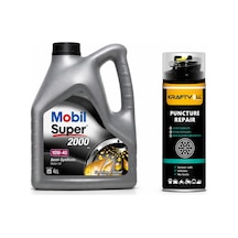 Mobil Süper 2000 X1 10W-40 Motor Yağı 4 L + Lastik Tamir Kiti 400 ML