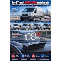 Ford Transit 2002-2026 Modeller İçin Obd2 Head Up Display Hayalet Gösterge Ekranı Ön Cam Hız Göstergesi