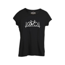 Bicycle On The Heartline Siyah Kadın Tshirt 001