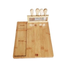 1pcs Bambu Peynir Tahtası Set Pişmiş Gıda Tabağı Et Tahtası Peynir Kesme Tahtası Parti Mutfak Gereçleri Kesme Tahtası Kesim Doğrama Blokları Ahşap