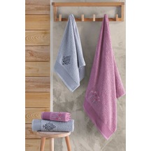 Elart Hamam Havlu Seti % 100 Pamuk 4 Parça Nakışlı Alice Gülkurus