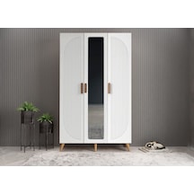 Robe Membran 3 Kapaklı Portmanto Montaj Dahil Çam Beyaz 120 Cm