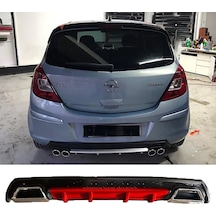 Opel Corsa D Kırmızı Difüzör Çiftli Kare Egzoz Görünümlü D Tip Difizör