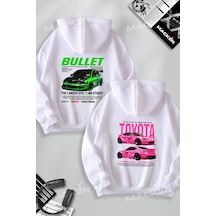 Macklin Sevgili Çift Kombin Hızlı Ve Öfkeli Bullet & Suki Evo Ix Sırt Baskılı Kapüşonlu Sweatshirt 2li Takım Beyaz Mck1380 Beyaz