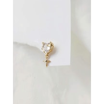 Bombeli Kalp Yıldız Model Kıkırdak Piercing Tragus Helix Altın Gold Renk Küpe Gold