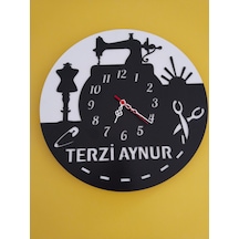 Terzi Perde Dikiş Nakış Ahşap Duvar Saati -sağlam Ve Uygun Hediye Şık Siyah - Beyaz