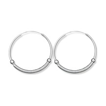 Oya Silver Tel Sarma Detaylı Gümüş Kadın Halka Küpe 4x4 Cm