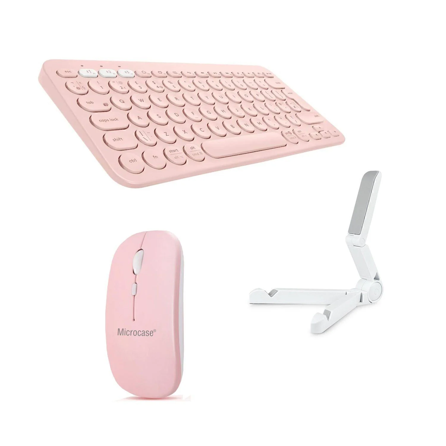 Microcase Huawei Matepad 11.5 S 2026 İle Uyumlu Bluetooth Klavye + Mouse + Tablet Standı - Al45150 Pembe