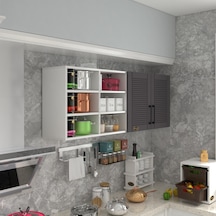 Kenzlife Hazır Mutfak Dolabı Patlıcan90 Gri Mod2 90 160 32 Mebran Kapak Suntalam Gövde Beyaz