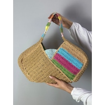 El Örgüsü Tasarım Kadın Çanta 45x20 Cm Renkli