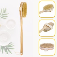 Buffer Doğal At Kılı Selülit Karşıtı Sapı Çıkabilen Ahşap Banyo Fırçası