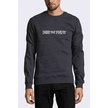 Burn The Priest Logo Music Baskılı Füme Antrasit Erkek Örme Sweat
