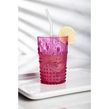 Akrilik Pembe Tekli Kısa Bardak & Su Meşrubat Kahve Yanı Bardağı 400 Ml Cam Değildir