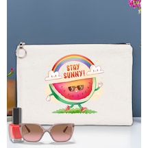 Bk Gift Yaz Temalı-7 Astarlı Portföy Çanta 30x21cm, Baskılı El Çantası, Organizer Çanta Çok Renkli
