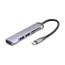 Usb Hub Combo 5ın1 Usb Type-c Sd + Tf Card Gri Hdx7039