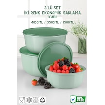 Ayza Model 3 Lü Yuvarlak Saklama Kabı Seti 1.5 Lt + 2.5 Lt + 4 Lt Yeşil