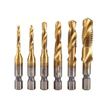 Chuangyinshop G 6pcs 2si1 Matkap Ucu Ve Kılavuz Seti 1/8-3/8 Inç 1/4 Heks