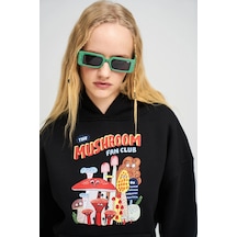 Startmore Unisex The Mushroom Fan Club Beyaz Sweatshirt Siyah
