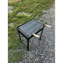 12 Kg Demir 40x50 Oluklu Köfteci Izgaralı Mangal Geçmeli Portatif Ayaklı 55 Cm Ayaklar Siyah