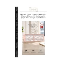 Telefon Cihaz Ekipman Kablosuz Klavye Bluetooth Katlanabilir Şarjlı Mini Klavye Tk08 Pembe