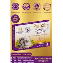 Mengu Petcare Paraxir Kedi Ve Köpek Damlası Pire Dış Parazit Bit Kene Deri Bakımı Için Bitkisel Damla 1-10 Kg 4 Tüp X 1 Ml