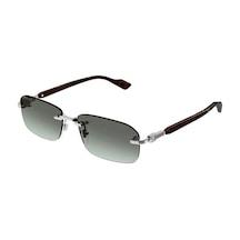 Gucci Gg 1221s 008 56 Unisex Dikdörtgen Gri Metal Güneş Gözlüğü Gri