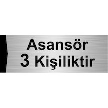 Asansör 3 Kişiliktir 10x20cm Gümüş Renk Metal Yönlendirme Levhası