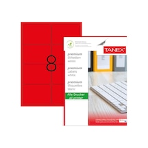Tanex Tw-2008 99.1X67.7 MM X100 Adet Floresan Kırmızı Etiket 5 Pk