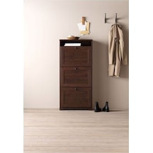 Brusalı Ayakkabı Dolabı Meridyendukkan Kahverengi Renk 61x130 Cm, 3 Bölmeli-ayakkabılık