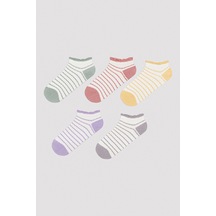 Penti Colorful Lined Frill Beyaz 5li Patik Çorap
