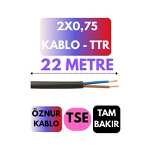 Öznur 2x0,75 Ttr Kablo Metre Seçenekli Siyah - 22 Metre