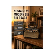 Trendlia Led Li Nostaljik Bluetooth Hoparlör Vintage Tasarım, Ahşap Doku