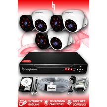 Bayicam 6 Kameralı Uzay 3 İç Kamera Set 320 GB HDD Full HD Gece Görüşlü Güvenlik Kamerası Sistemi
