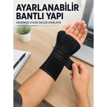 Metal Destekli El Bilek Ateli Ayarlanabilir Bantlı Bileklik Başparmak Açık Siyah