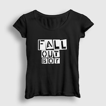 Presmono Kadın Boxes Fall Out Boy T-shirt Siyah