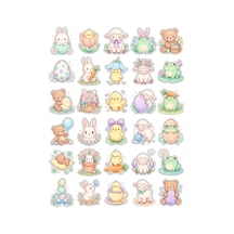 30 Adet Pastel Bahar Hayvanları Sticker Seti - Laptop Defter Ajanda İçin Çok Renkli