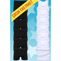 Uniquetrenders Erkek Çocuk İkili Set Pamuklu Penye 6 Atlet 6 Boxer Beyaz - Siyah
