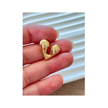 Gold Renk Çelik Kalp Küpe Altın