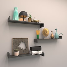 Rafkestir 3 Lü Teno Duvar Rafı Antrasit ( Mat )