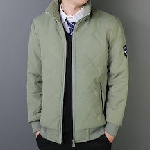2025 Yeni Erkek Sonbahar Ve Kış Peluş Pamuklu Ceket Yeşil